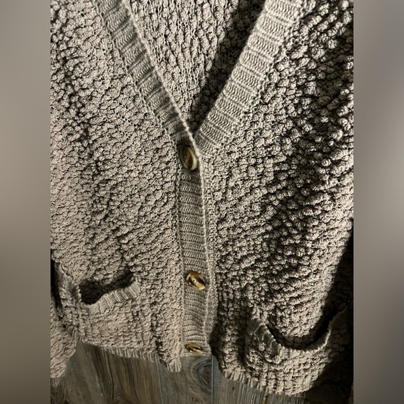Zenana slouchy size small puffy cardigan size small brown/gray - Picture 4 of 5